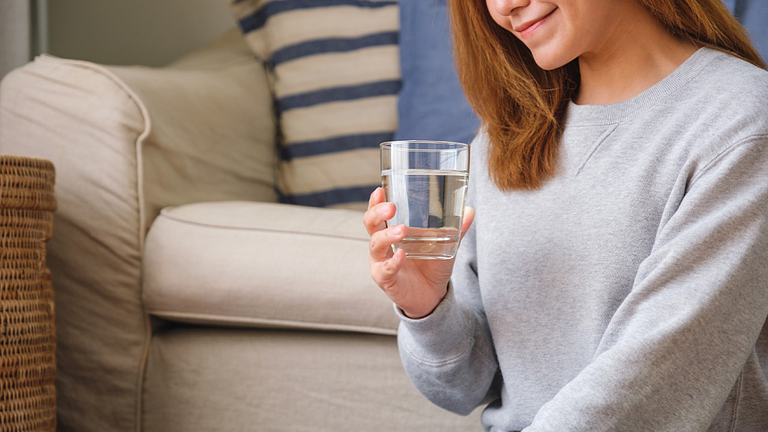 girl drinking water photo