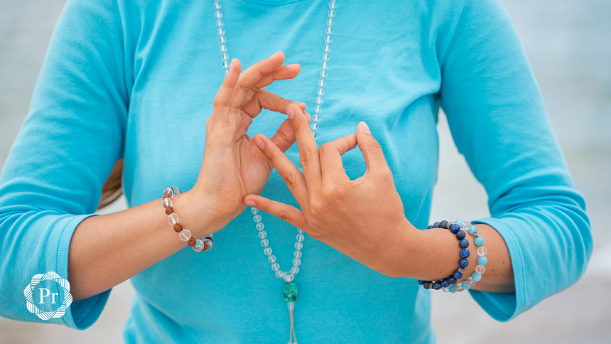 girl doing mudras photo