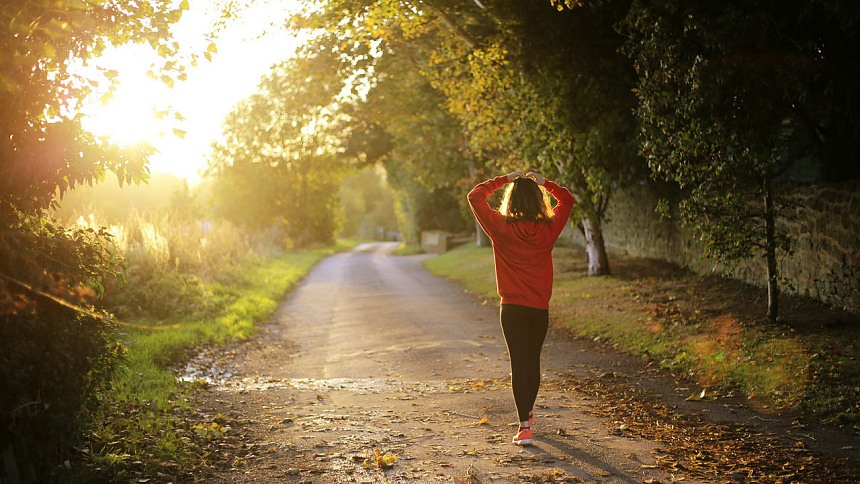 walk and pranayama in the park