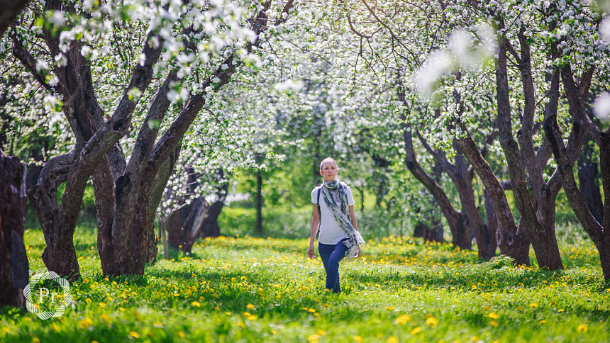 girl breathing fresh air while walking