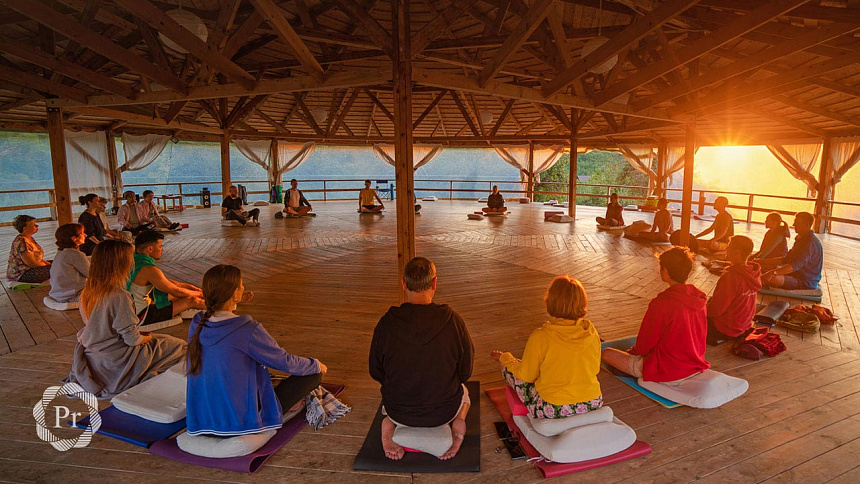 Om mantra in the evening with friends