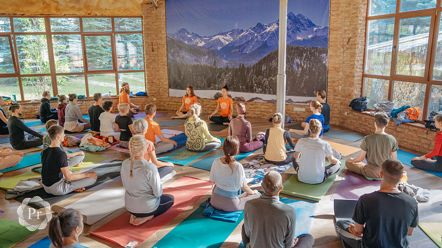 yoga in a studio photo