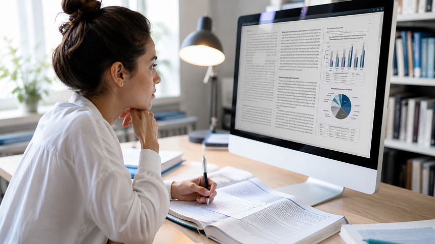 girl studying research