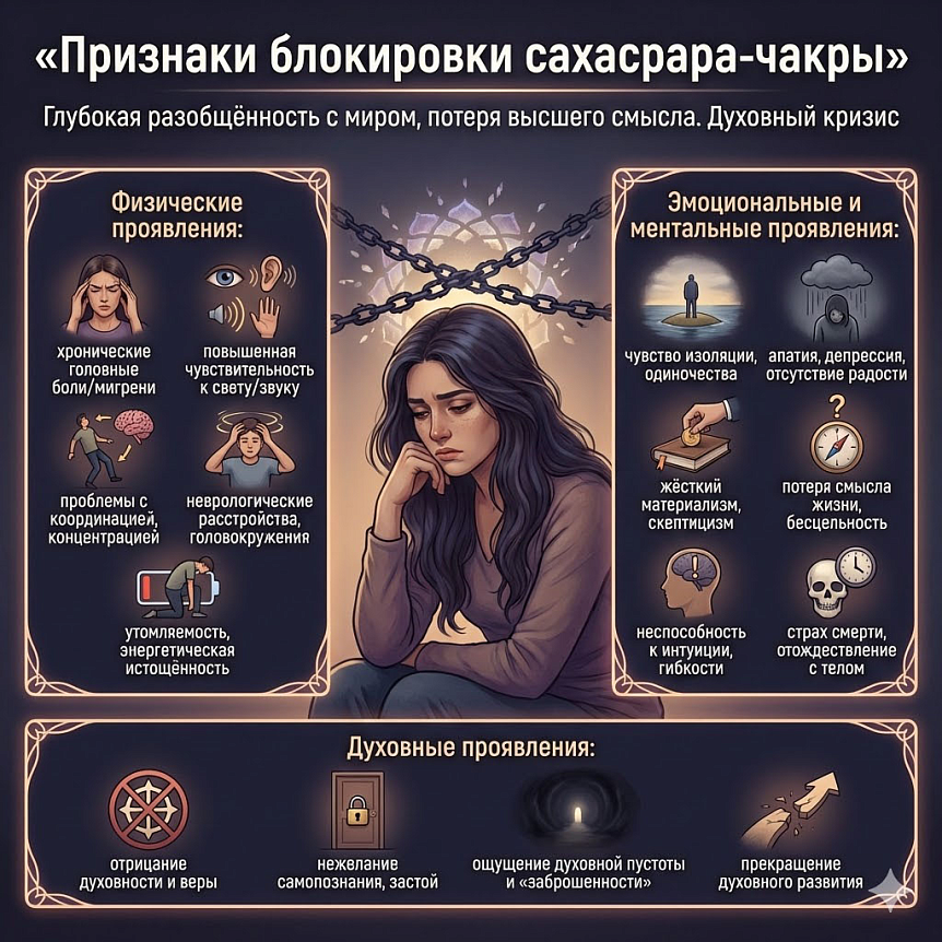Signs of Sahasrara chakra blockage: physical, emotional and spiritual manifestations